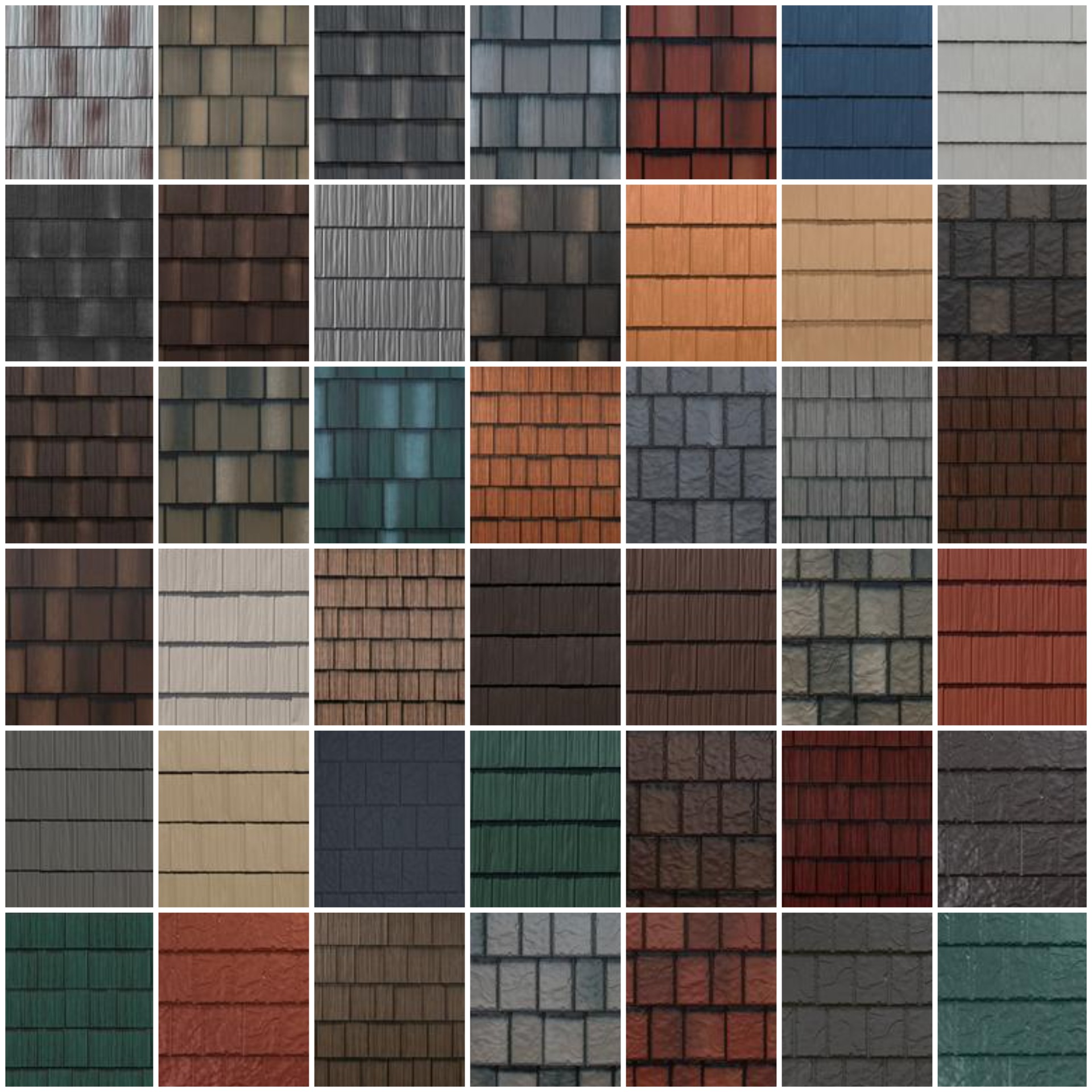 steel shingle styles and colors collage